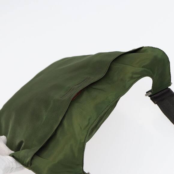 PRADA Shoulder Bag Nylon Khaki Dark Brown Silver - Picture 6 of 16